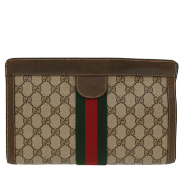 GUCCI GG Canvas Web Sherry Line Clutch Bag Beige Red Green 89.01.002 bs7231