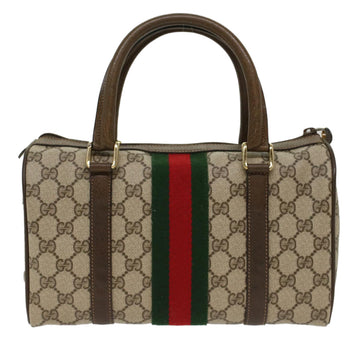 GUCCI GG Canvas Web Sherry Line Boston Bag Beige Red 39•02•006 bs7253