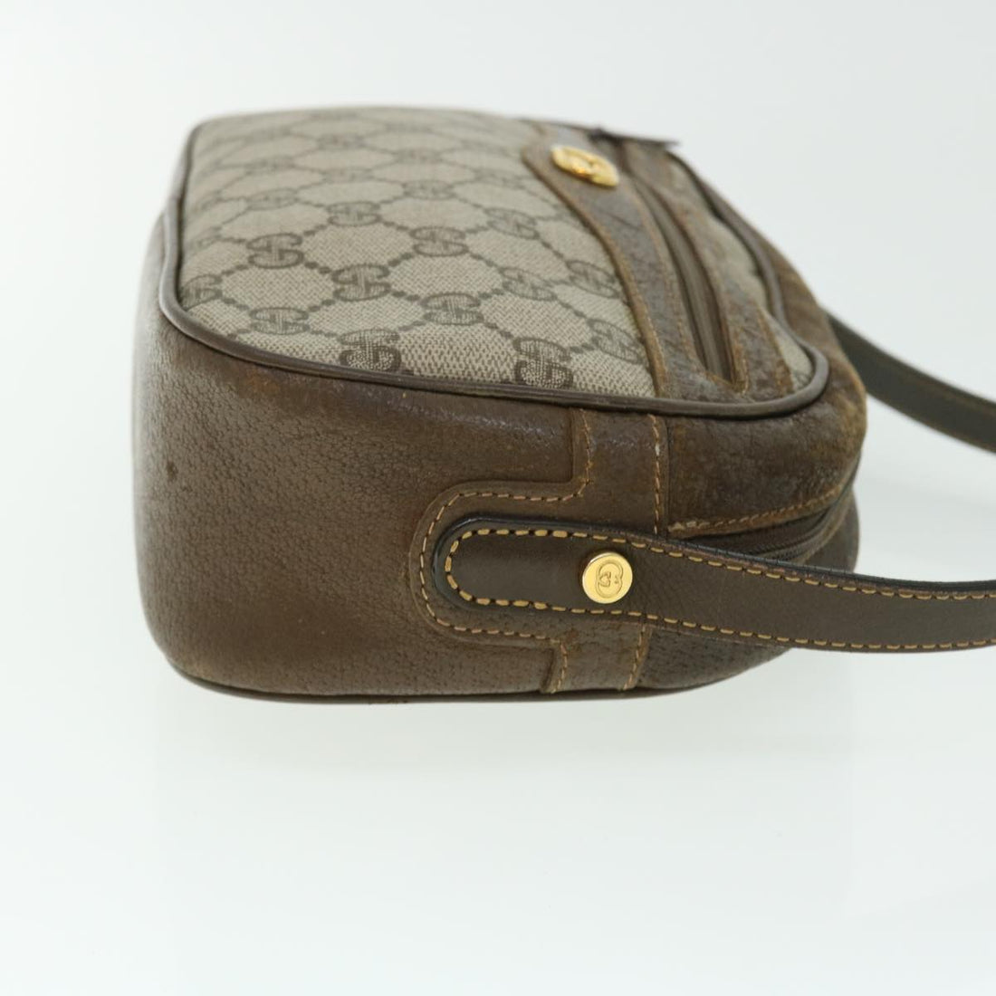 GUCCI GG Canvas Shoulder Bag Leather Beige 001 067 1283 bs7335