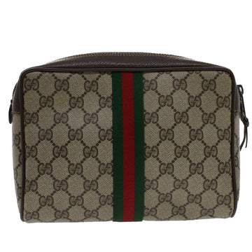 GUCCI GG Canvas Web Sherry Line Clutch Bag Beige Red 156.01.012 bs7348