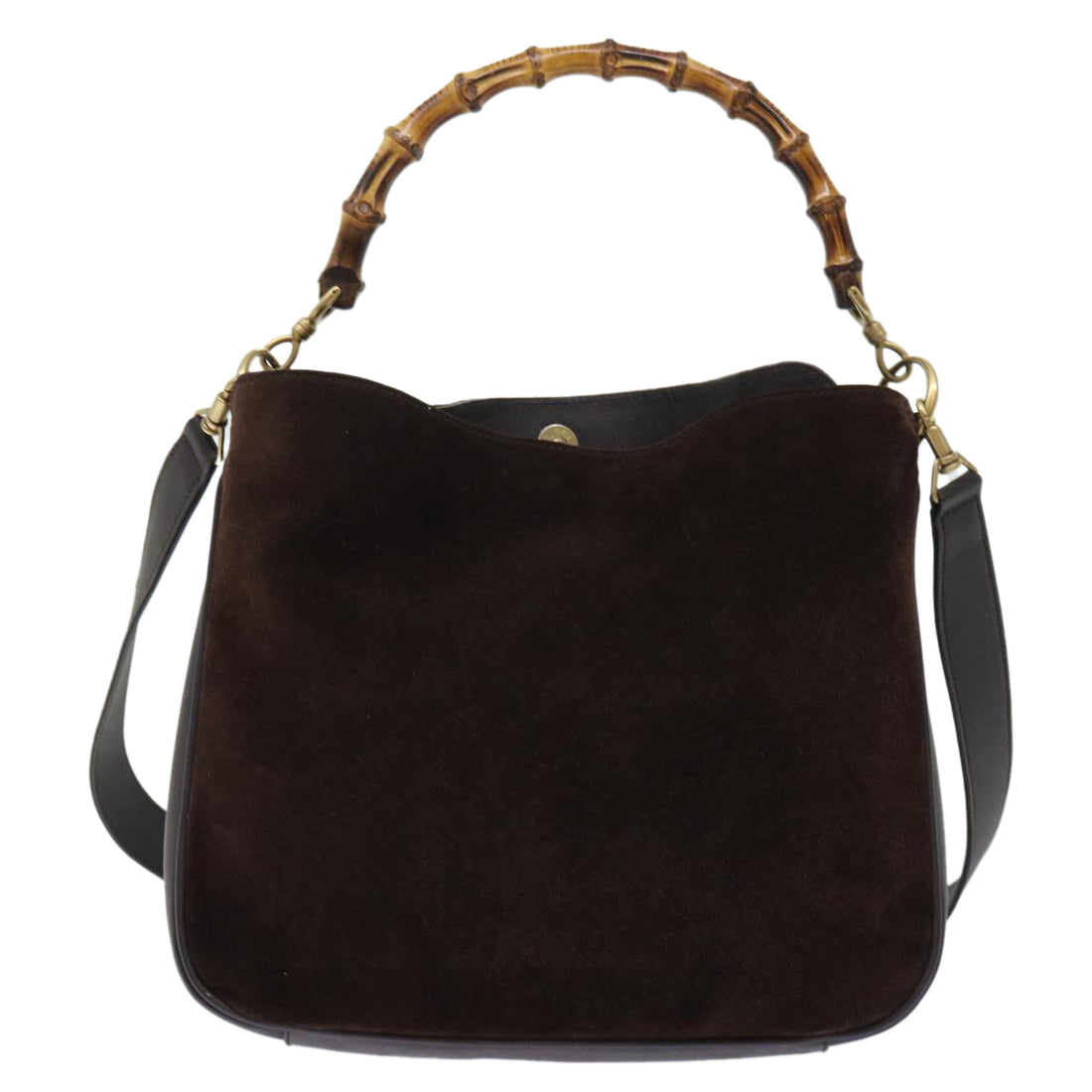 GUCCI Bamboo Shoulder Bag Suede 2way Brown 001•1638•2615 bs7456