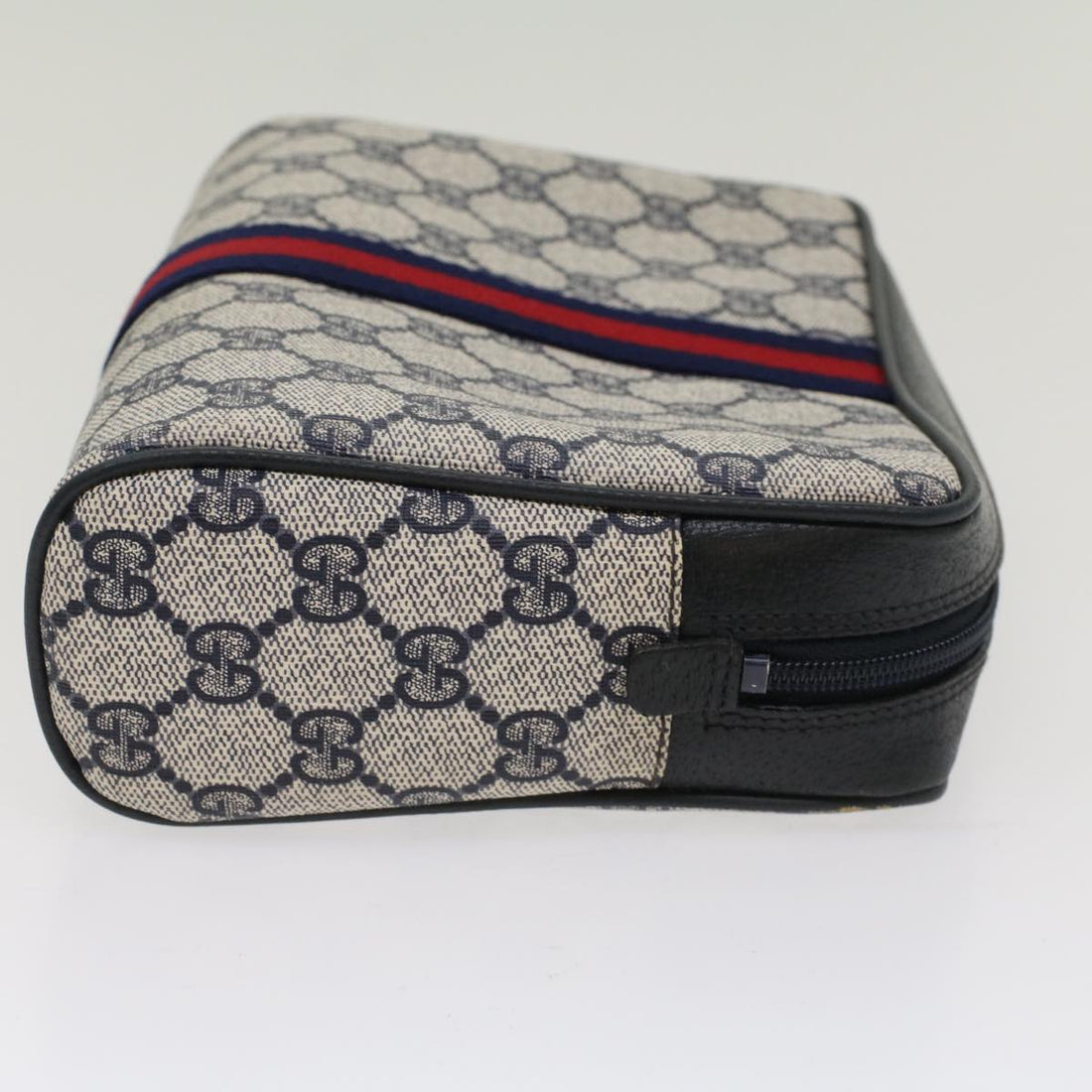 GUCCI GG Canvas Sherry Line Clutch Bag PVC Leather Gray Red Navy bs7556