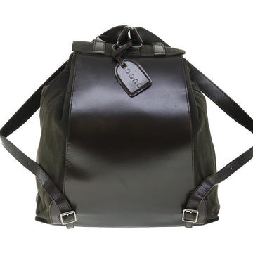 GUCCI Backpack Nylon Leather Khaki bs7624