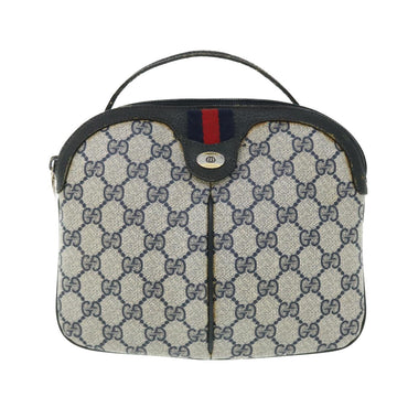 GUCCI GG Canvas Sherry Line Shoulder Bag Gray Red Navy 904•02•047 bs7625