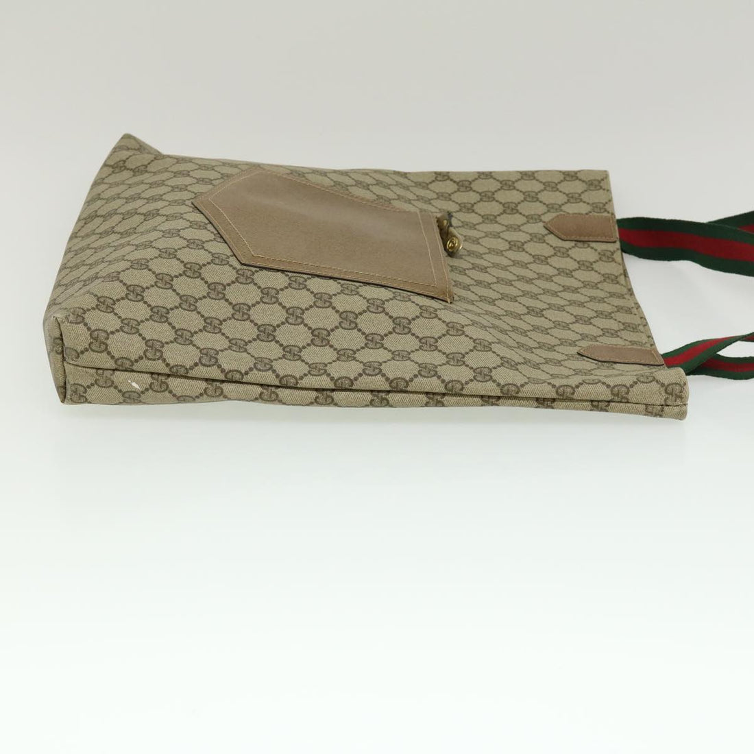 GUCCI Web Sherry Line GG Canvas Tote Bag Beige Red Green bs784