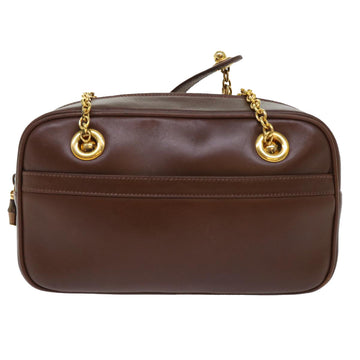 GUCCI Chain Shoulder Bag Leather Brown 001 115 1498 bs7878