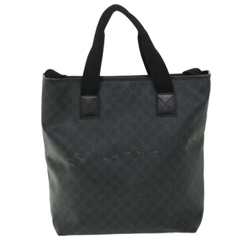 GUCCI GG Canvas Tote Bag PVC Leather 2way Black 162163 bs7983