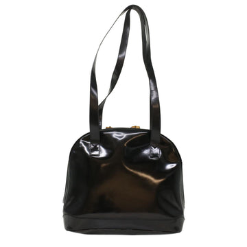GUCCI Bamboo Shoulder Bag Patent leather Black bs8138
