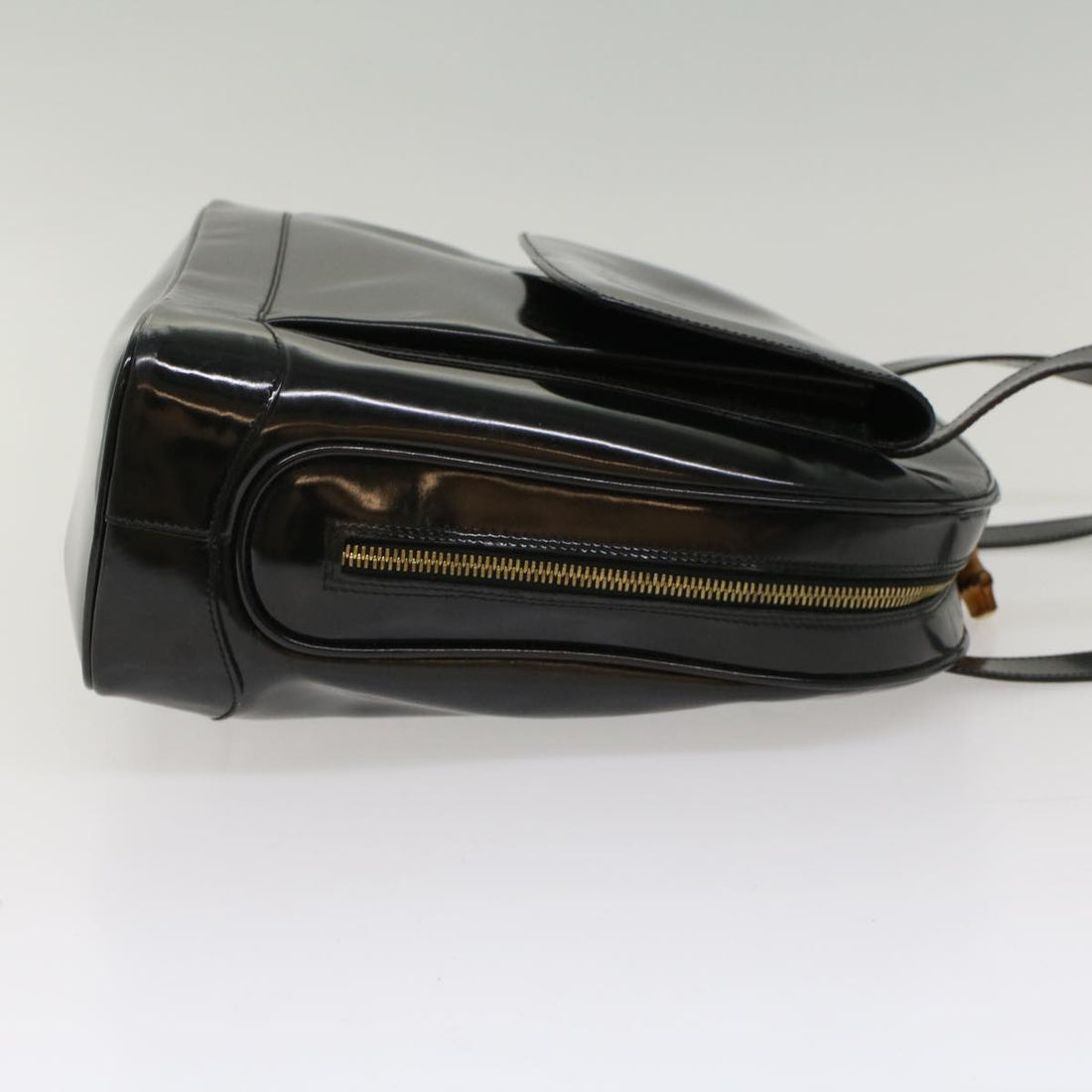 GUCCI Bamboo Shoulder Bag Patent leather Black bs8138