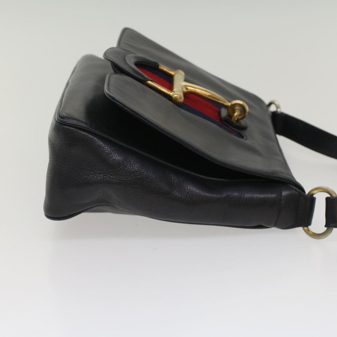 GUCCI Sherry Line Shoulder Bag Leather Black Red Navy bs8337