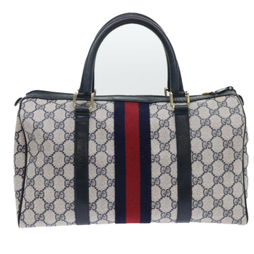 GUCCI GG Canvas Sherry Line Boston Bag Red Navy gray 010 378 bs8340