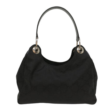 GUCCI GG Canvas Shoulder Bag Nylon Leather Black bs8394