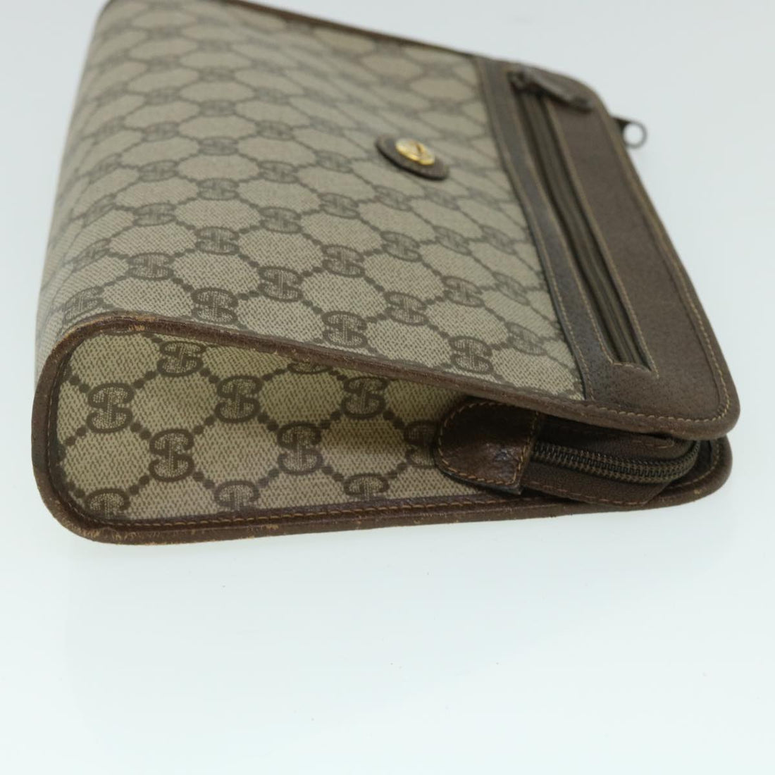 GUCCI GG Canvas Clutch Bag PVC Leather Beige Brown 014 123 6053 bs8482