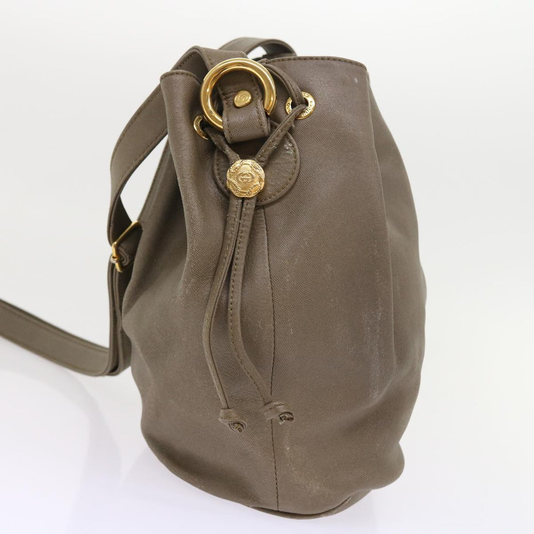 GUCCI Shoulder Bag Leather Gray bs8485