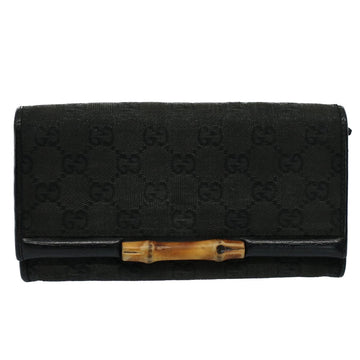 GUCCI GG Canvas Web Sherry Line Wallet Leather Canvas 6Set Black bs8523