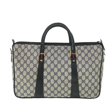 GUCCI GG Canvas Sherry Line Boston Bag PVC Leather Gray Red Navy bs8628