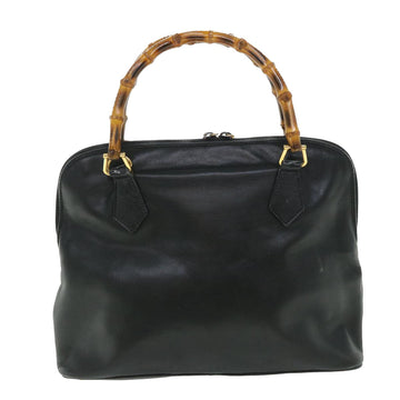 GUCCI Bamboo Hand Bag Leather 2way Black 000 1186 0289 bs8639