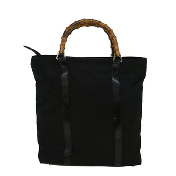 GUCCI Bamboo Hand Bag Nylon Black 000 3754 0508 bs8770