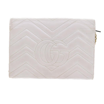 GUCCI Chain Shoulder Bag Leather White 474575 2149 bs8823
