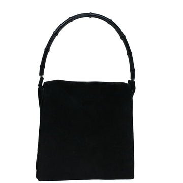 GUCCI Bamboo Shoulder Bag Suede Black 001 3243 200047 bs8922