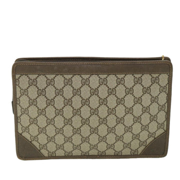 GUCCI GG Supreme Clutch Bag PVC Leather Beige 014 115 0100 bs9067