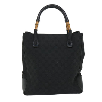 GUCCI GG Canvas Bamboo Tote Bag Black 112530 bs9214