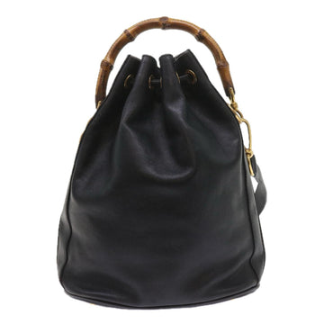 GUCCI Bamboo Shoulder Bag Leather 2way Black 001 2865 1657 bs9276