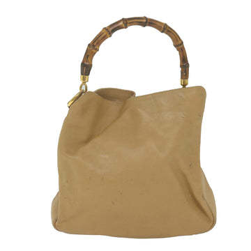 GUCCI Bamboo Shoulder Bag Leather Beige 001 1014 1638 bs9602