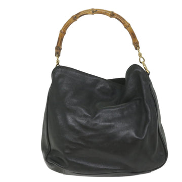 GUCCI Bamboo Shoulder Bag Leather Black bs9822