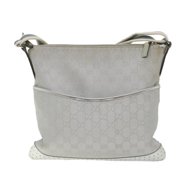 GUCCI GG Canvas Shoulder Bag Canvas Silver bs9991