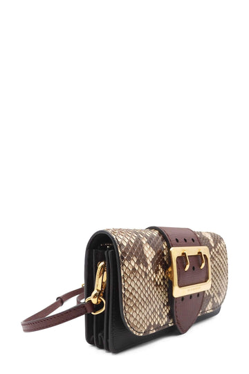 Small Python Buckle Belt Shoulder Bag Maroon Brown