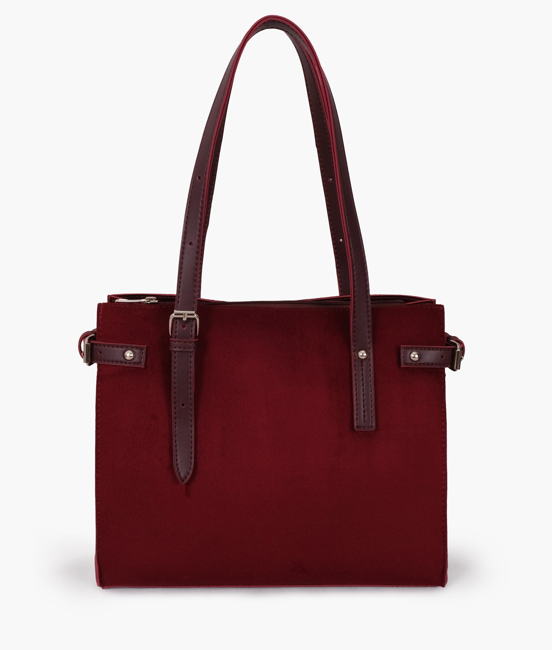 Burgundy suede satchel tote bag
