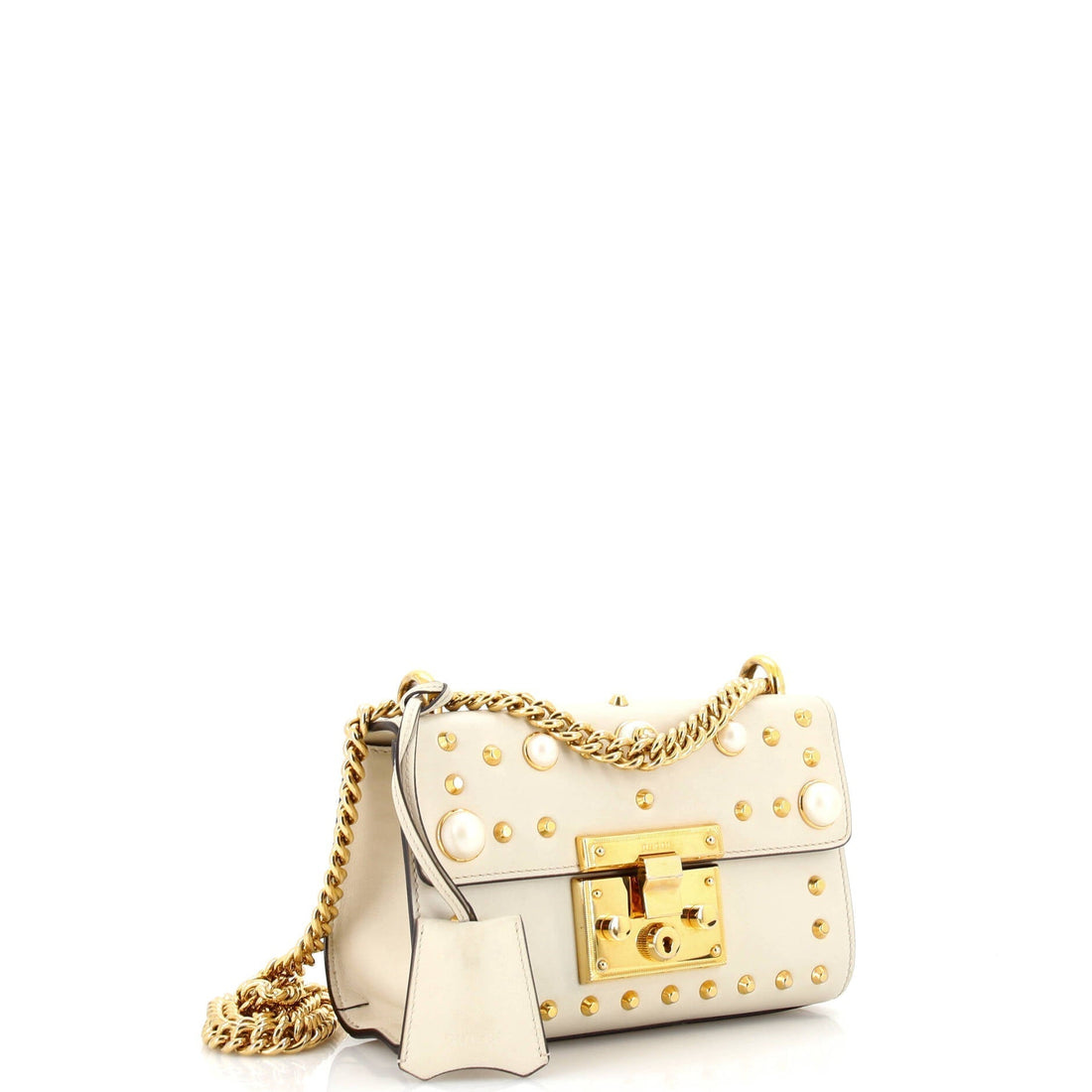 Pearly Padlock Shoulder Bag Studded Leather Small