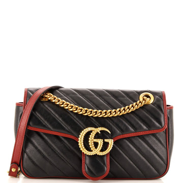 GG Marmont Flap Bag Diagonal Quilted Leather Small