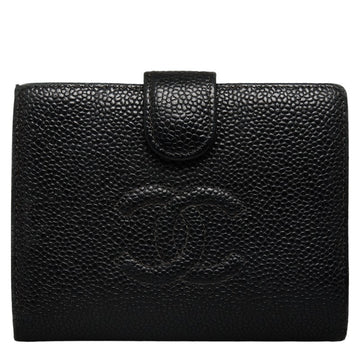 Chanel Cocomark Double Folded Wallet Black Caviar  Leather  CHANEL