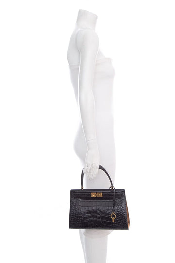 Tory Burch Black Croc Embossed Handbag