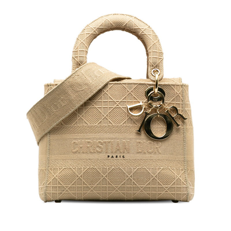 Christian Dior Mini Tote Handbag Canvas Beige Ladies