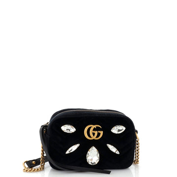 GG Marmont Shoulder Bag Crystal Embellished Matelasse Velvet Mini
