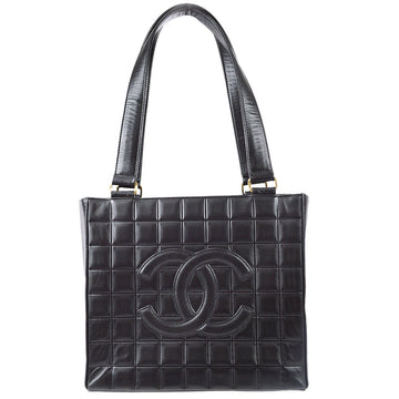 Chanel 2001-2003 Choco Bar Tote Handbag Black Lambskin