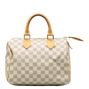Louis Vuitton Damiere Azur Speed 25 Handbag N41534 White PVC Leather Lady Louis Vuitton