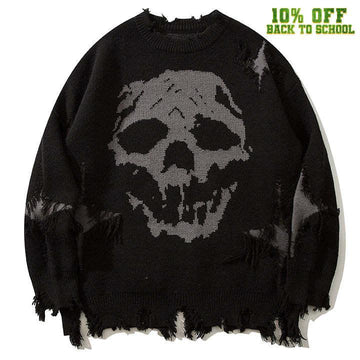 Makersluxe® Dark Style Ripped Sweater Skull