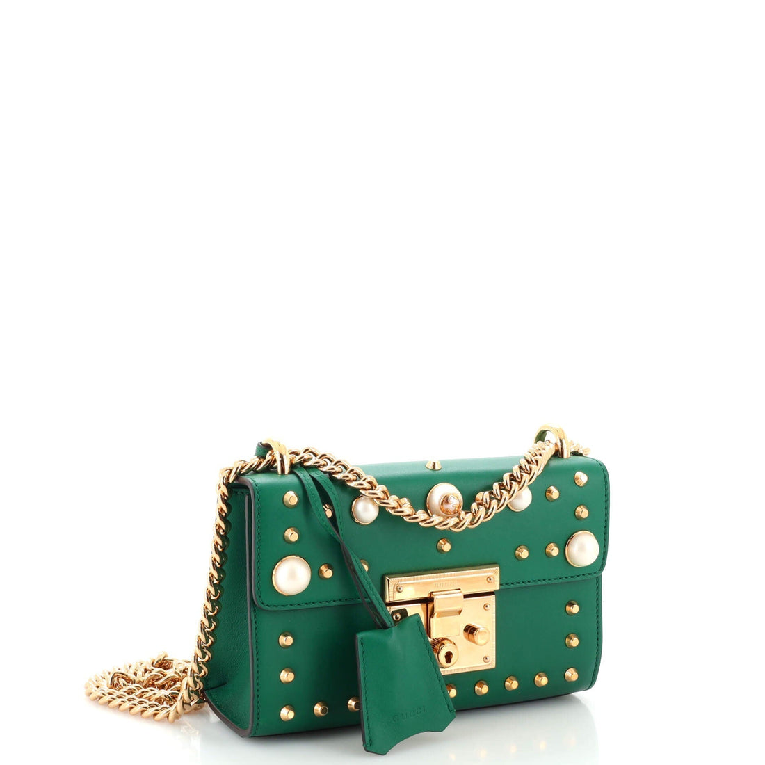 Pearly Padlock Shoulder Bag Studded Leather Small