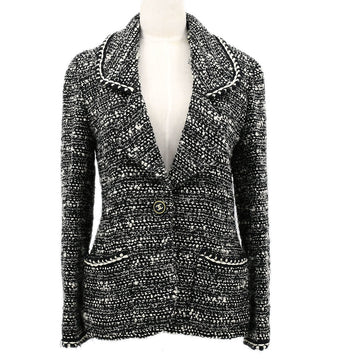 Chanel Fall 1994 single-breasted tweed boucle jacket #40