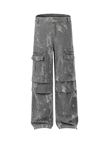 Makersluxe High Street Hip-hop Distressed Washed Work Jeans