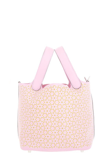 Hermès 2022 Lucky Daisy Pink Picotin 18cm Handle Bag