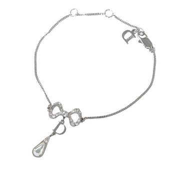 Dior Ribbon Rhinestone Bracelet Silver Metal  Dior