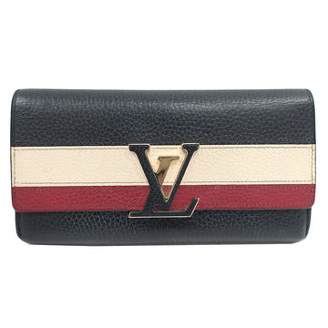 Louis Vuitton Long Wallet Portefolio Capsine M62133  Leather LV Logo Black Red Beige G  Women  Preservation Bag Box