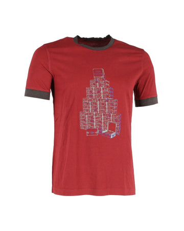 Louis Vuitton Luggage Logo T-Shirt in Red Cotton