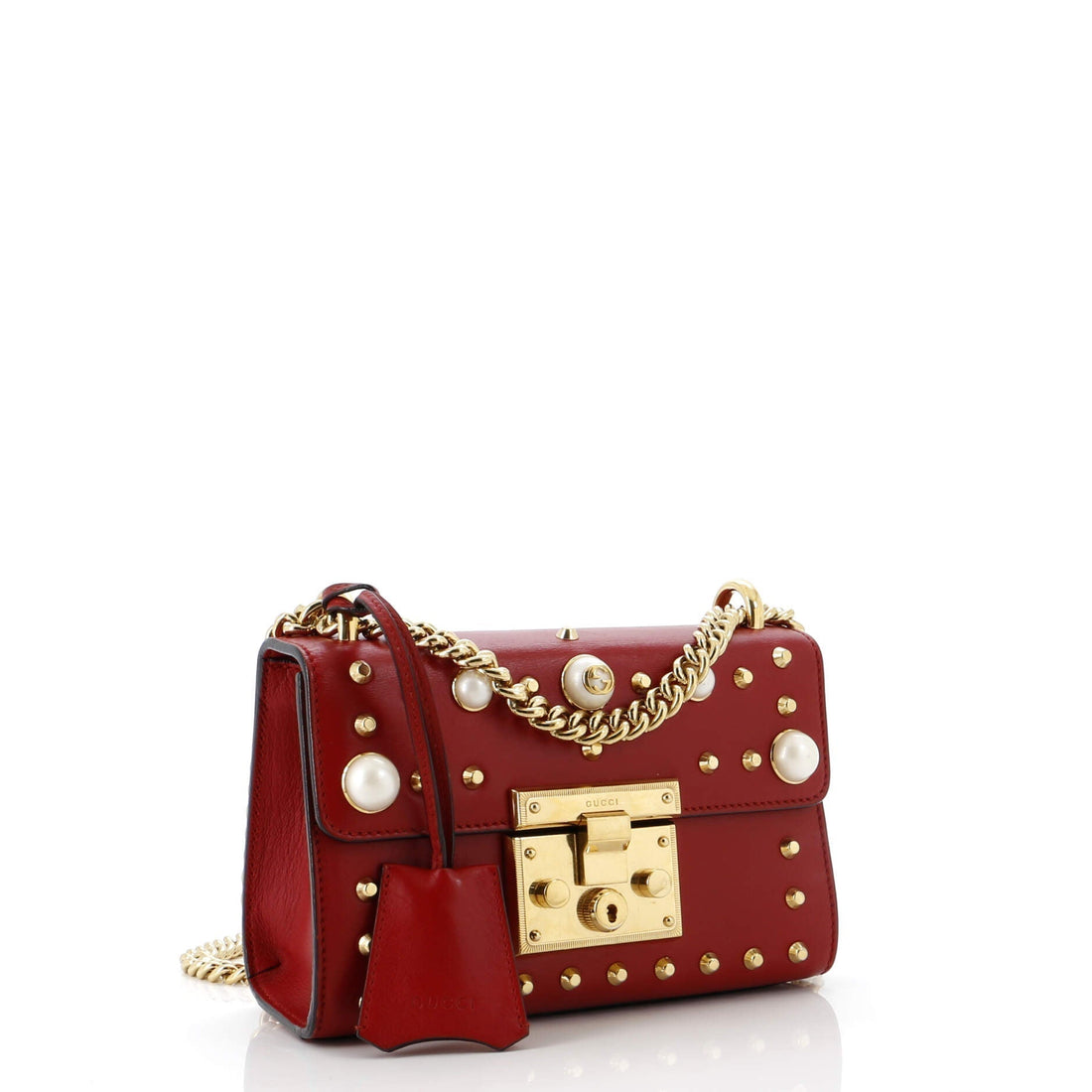 Pearly Padlock Shoulder Bag Studded Leather Small