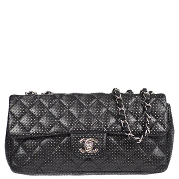 Chanel Black Perforated Lambskin East West Shoulder Bag